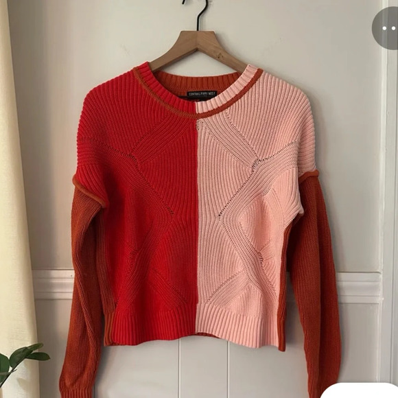 Central Park West Colorblock Cotton Blend Sweater Size Medium Oversize NWOT - Picture 1 of 6